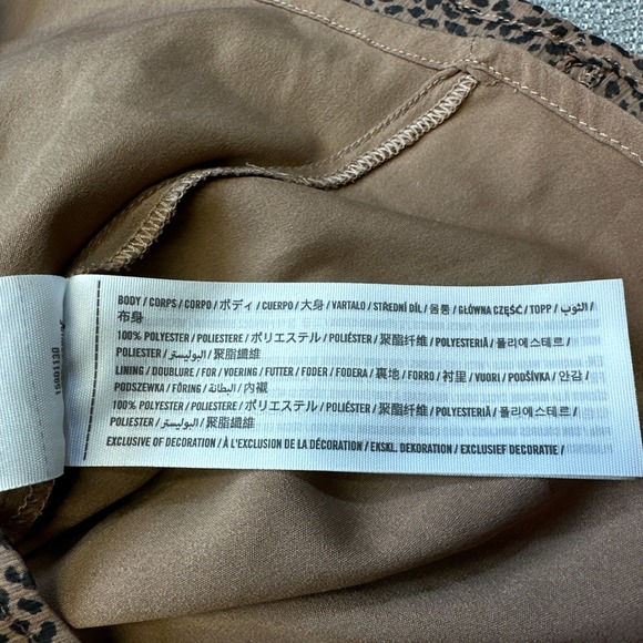 Abercrombie & Fitch XS Faux Wrap Dress‎ Leopard Print Brown Mini Short Sleeve - Picture 5 of 10